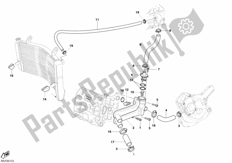 Toutes les pièces pour le Circuit De Refroidissement du Ducati Superbike 999 USA 2005